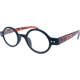 Incredible Bargains The Poppy, Plastic Round Style Reading Glasses + 2.00 Black and Tortoise