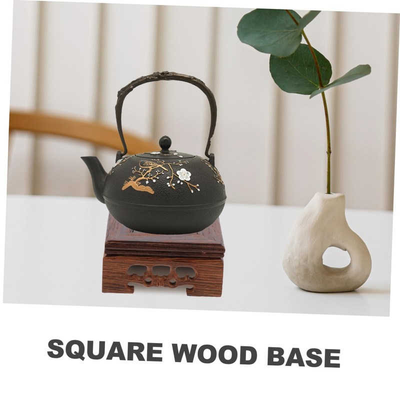 FUNOMOCYA Luxury Ornament Base Wooden Stand for Tall Vase Teapot