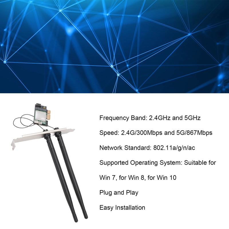 5G Network Card 2.4G 5G 867Mbps Dual Band 802.11AC BT4.1