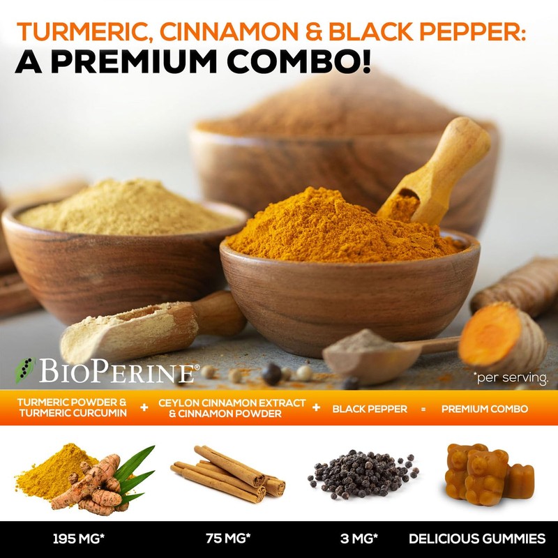 Turmeric Curcumin Supplement Gummies - 95% Curcuminoids with Turmeric Ginger,
