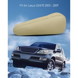 AUGREX Auto Armrest Cover Fit for Lexus GX470 2003 2004 2005 2006 2007 2008 2009 Microfiber Leather, A Pair of Ivory Tan
