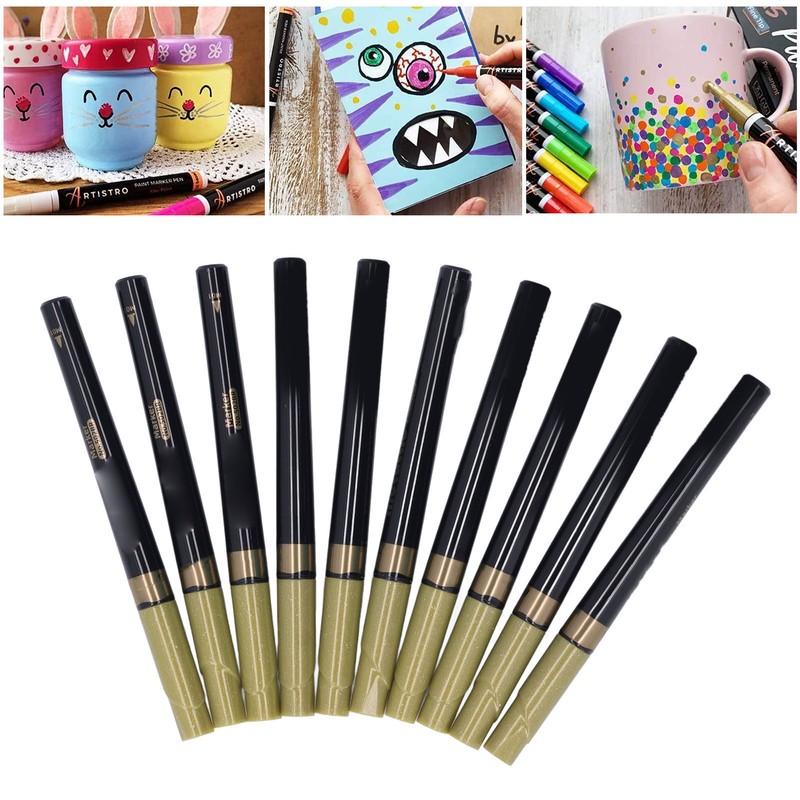 10pcs Metallic Marker Water Based Ink Round Tip Strong Covering