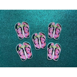5pc. Donuts by the Pool,  Resin Planar Flatbacks, Cabochon, Flip Flops, Swimming