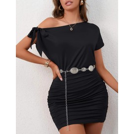 WHIPPY Women's Concho Chain Belt Waist Chain Turquoise Waist Belt Adjustable Metal Western Cowgirl Belt for Dress, C-silver chain