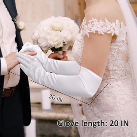Didder Long White Satin Silk Gloves for Women Formal Wedding Costume Party Homecoming Prom