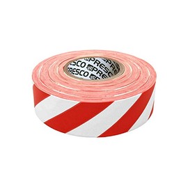 Presco SWR 1-3/16" x 300' White/Red Stripe PVC Flagging Tape, 3.75" Height, 1.18" Wide, 3.75" Length
