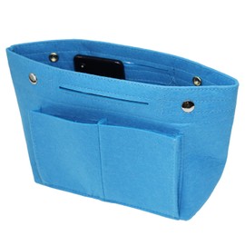 [Transporter] Bag-in-Bag Felt Lightweight Freestanding Inner Bag Bag Pouch Felt Bag Square Durable Pocket Cosmetic Storage [PC23] (M, Skye)
