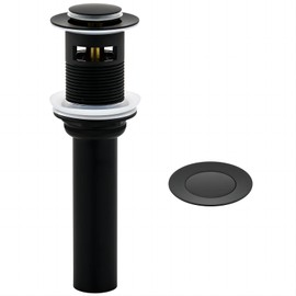 Matte Black Bathroom Sink Drain Stopper Push Pop Up Drain Assembly with Overflow by Yodel Faucet - Included detachable Hair Catcher Strainer Basket