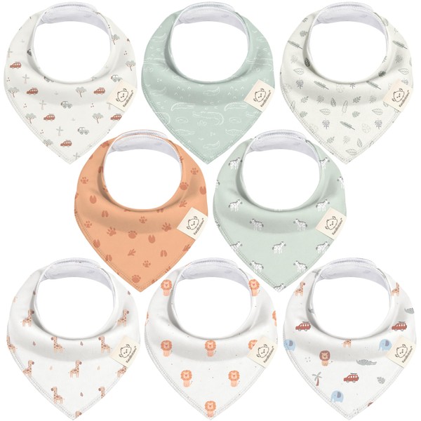 8-Pack Organic Baby Bandana Drool Bibs - Stylish Unisex Bandana