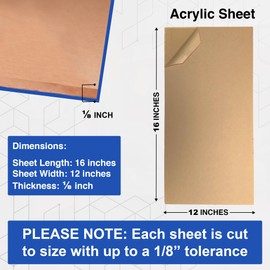 Duco Clear Cast Acrylic Sheets 1/8" Thick 12" X 16" - Pack of 2 Clear Acrylic Sheet - Thin Plexiglass Sheet 1/8 Inch Thick for DIY Crafts, Plexiglass Window Replacement, & 3mm Acrylic Panel Displays