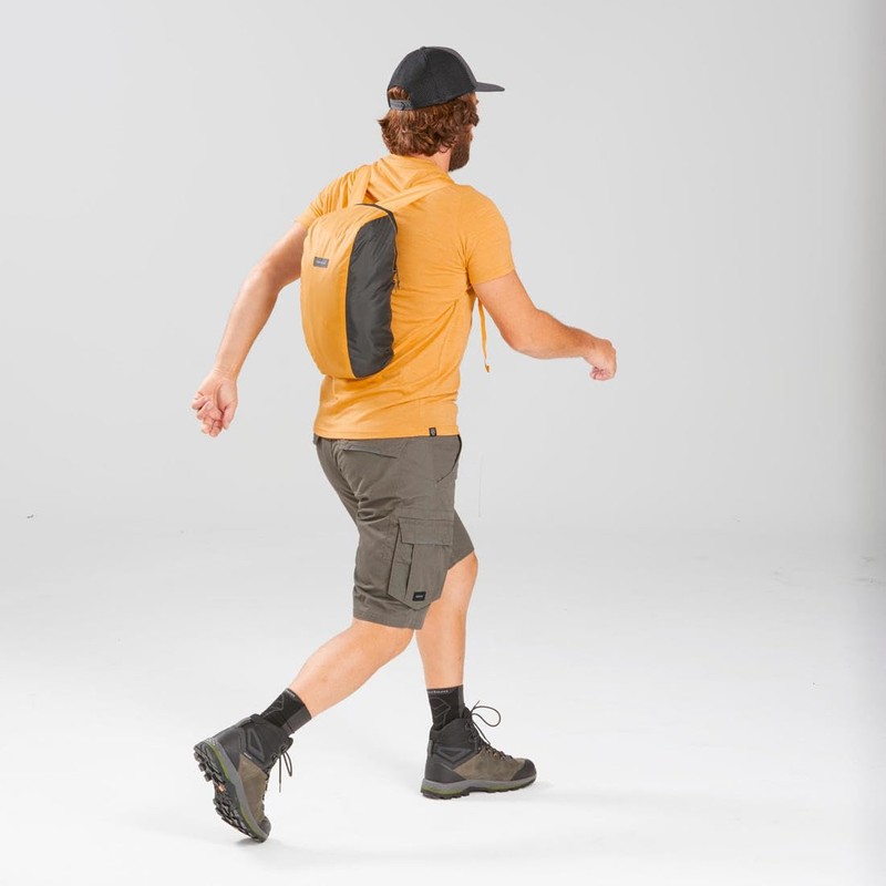 Forclaz Mochila plegable compacta de 10 litros (amarillo), Amarillo, Compacto