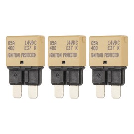 DMiotech 3 Pack Automatic Mini Reset Fuse, 14V DC 5A ATC/ATO Auto Circuit Breaker Reset Fuses Low Profile Blade Fuses for Car Truck SUV Marine Boat Motorcycle, Khaki