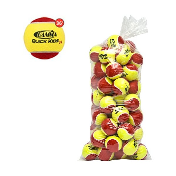 GAMMA Sports Kids Training (Transition) Balls, Yellow/Red, Quick Kids 36, 60-Pack