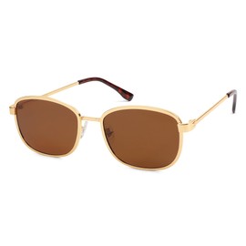 SOJOS Retro Rectangle Polarized Sunglasses for Women Men Vintage 90s Style Rectangular Frame Sunnies SJ1225, Gold Frame/Brown Lens
