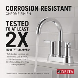 Delta Faucet Nicoli Centerset Bathroom Faucet, Chrome 2-Handle Bathroom Faucet, Delta Bathroom Sink Faucet, Chrome 3-Hole Bathroom Faucet, Chrome 25749LF