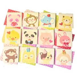 Message Cards, Animals, Set of 12, Mini Letter with Envelopes, Animal, 3D, Greeting Card, Birthday, Graduation, Celebration, Appreciation (English Language Not Guaranteed), Colorful