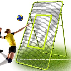 Adjustable Volleyball Rebounder Net 7x4 FT, Steel Frame & High-Tension PE Netting, Durable & Portable Volleyball Training Equipment Practice for Improving Volleying, Bumping, Spiking Skills (Green)