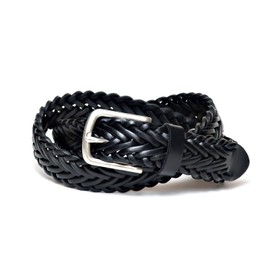 KIETH ST-02BK Mesh Belt, Italian Leather, Black, Total Length 41.3 inches (105 cm), 1.2 inches (30 mm) Wide, Made in Japan, Black