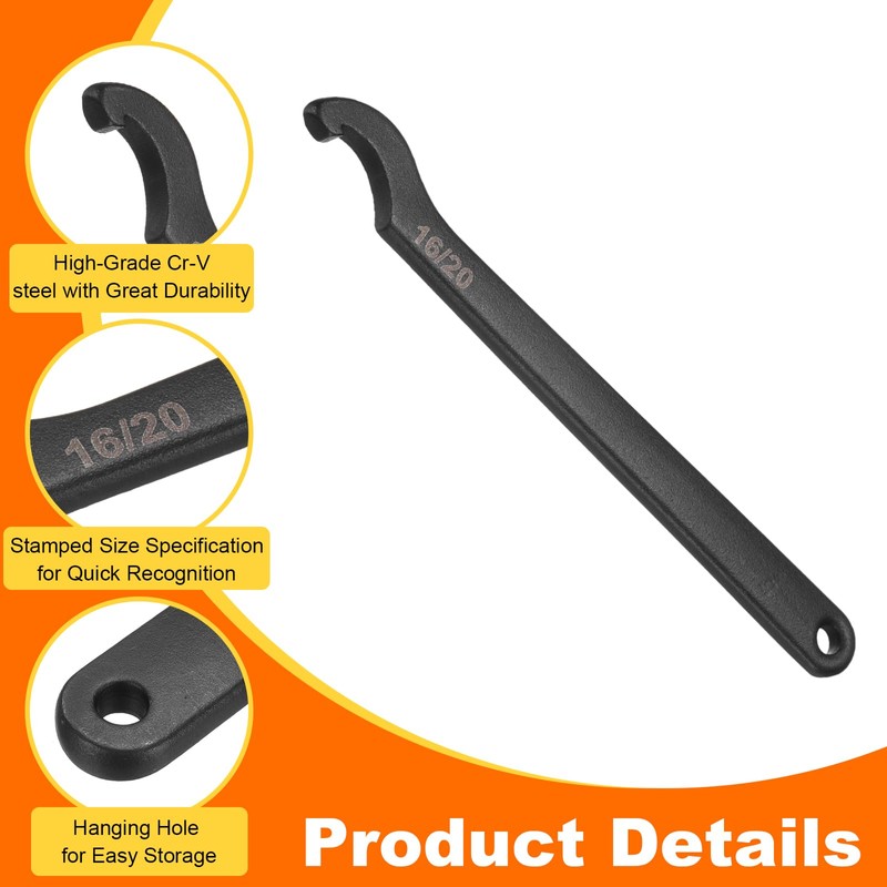 sourcing map C Hook Spanner Wrench, 16-20mm C Pin Motorcycle