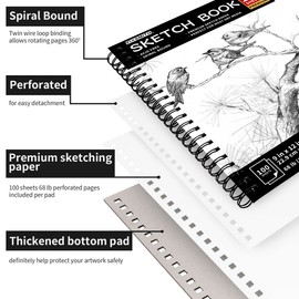 FIXSMITH 9"X12" Sketch Book | 1200 Sheets (68 lb/100gsm) Sketchbook| Pack of 12 (100 Sheets Each) |Acid Free Drawing Paper | Spiral Bound Sketchpad for Beginners,Artists & Professionals | Bright White