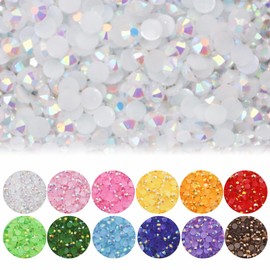 Umuilino 1000 Milky Stone Polymer Stone Deco Parts Pushing Nail Parts Resin (1000, White, 2 mm)
