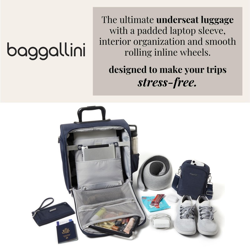 Baggallini 2 Wheel Underseater Carry-On - Lightweight Travel Weekender Luggage