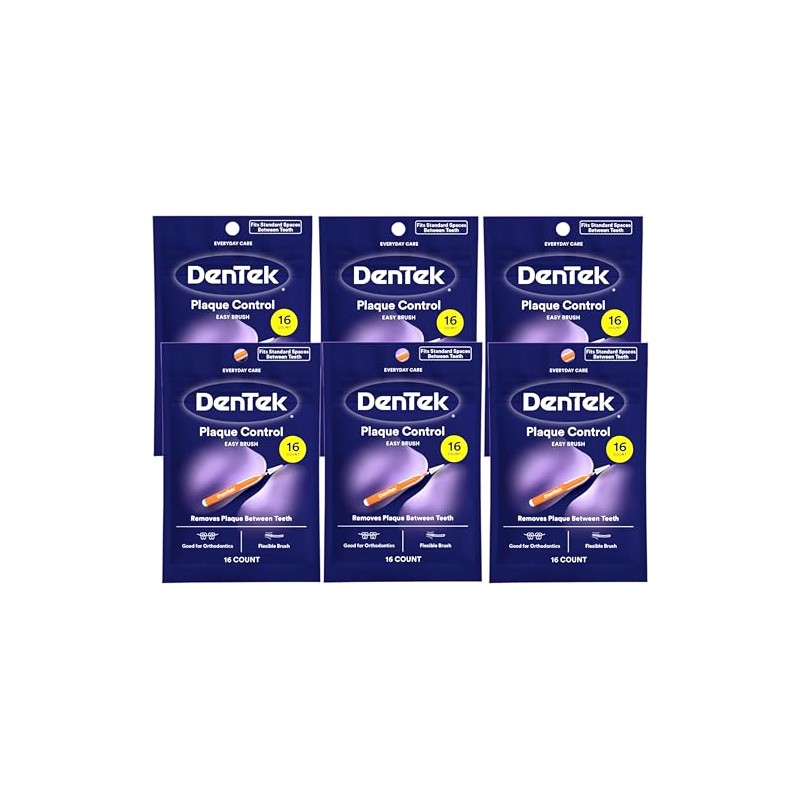Dentek Easy Brush Cleaners Standard Spaces 16 Count (6 Pack)