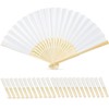 24 Pcs White Paper Fans Handheld Bamboo Folding Fans DIY