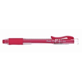 PENTEL Retractable Clic Eraser Grip, Clear Barrel, Hot Pink Eraser