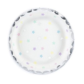 Pretty Silver Pastel Star Paper Plates Pack of 6 Unicorn Birthday Party