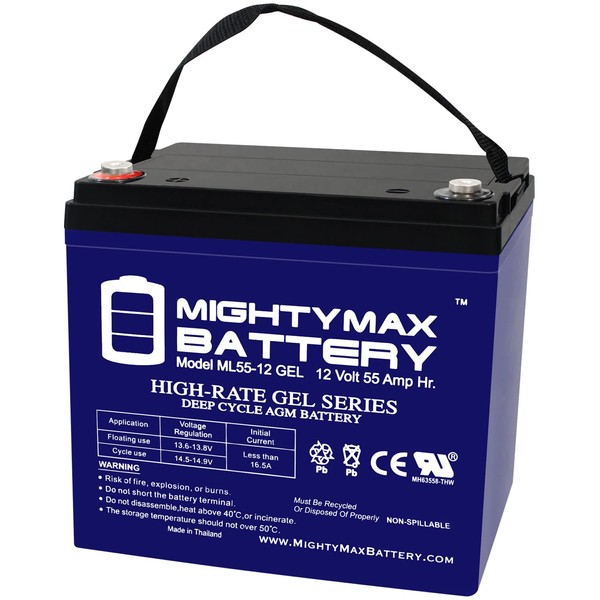 Mighty Max Battery 12V 55AH Gel Battery for MotorGuide VariMax