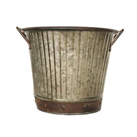 Headwind 8" Washboard Planter w/Handle-Aged Mocha