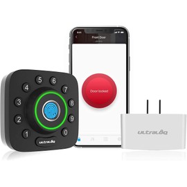 ULTRALOQ U-Bolt Pro Bluetooth Fingerprint and Keypad Smart Deadbolt + Bridge WiFi Adaptor | 6-in-1 Keyless Entry | Control Remotely | Fingerprint ID | Anti-peep Code | Auto Unlock & Lock