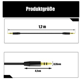 Powice 2 x 3 5 Jack to 3 5 Jack Aux Cable 1.2 m, Jack Cable 3.5 mm, Jack to Jack Jack Cable, Suitable for Cars, Mobile Phones, Headphones, Computers, Speakers