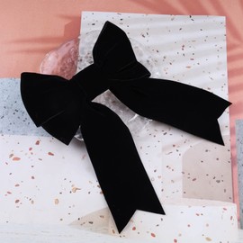 Andelaisi Vintage Satin Bow Hair Barrettes Long Tassel Bow Hair Clips Winter Velvet Ribbon Bow Hair Clip Barrette French Bowknot Hairclip Decorative Hair Accessories for Women and Girls Headdress
