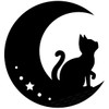 Cat and Moon Cutting Stickers, Cat and Moon and Star