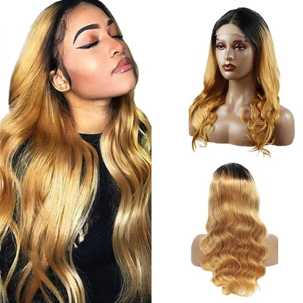 Weeybay Body Wave 4x4 Lace Front Wigs 1B/27 Black Root