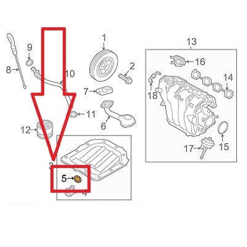 Genuine Hyundai Oil Pan Drain Plug Gasket, 21513-23001, Pack of