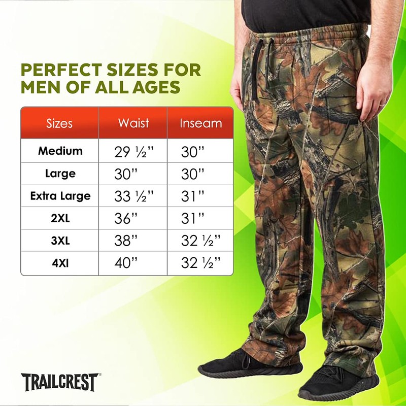 TrailCrest Men's Open Bottom Cotton Blend Lounge Hunting Sweatpants, 2X