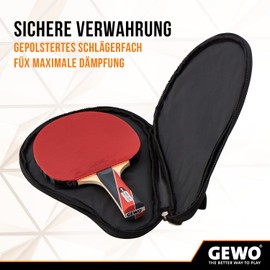 GEWO Master Round Case with Ball Compartment - Robust Table Tennis Bat Cover for One Racket and 3 Balls - Table Tennis Bag with Padded Racket Compartment - Single Table Tennis Bat Bag, 30 cm, Red