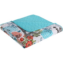 VCNY Home - Quilt Set, Reversible Medallion Bedding with Matching Shams, Cozy Room Decor (Eiffel Blue, King)