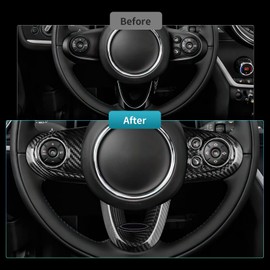 KUNGKIC Carbon Fibre Car Steering Wheel Button Cover Sticker for Mini Cooper Clubman F54 F55 F56 F60 Countryman 2013 2014 2015 2016 2017 2018 2019 2020 2021 Accessories Decorative (Type B)