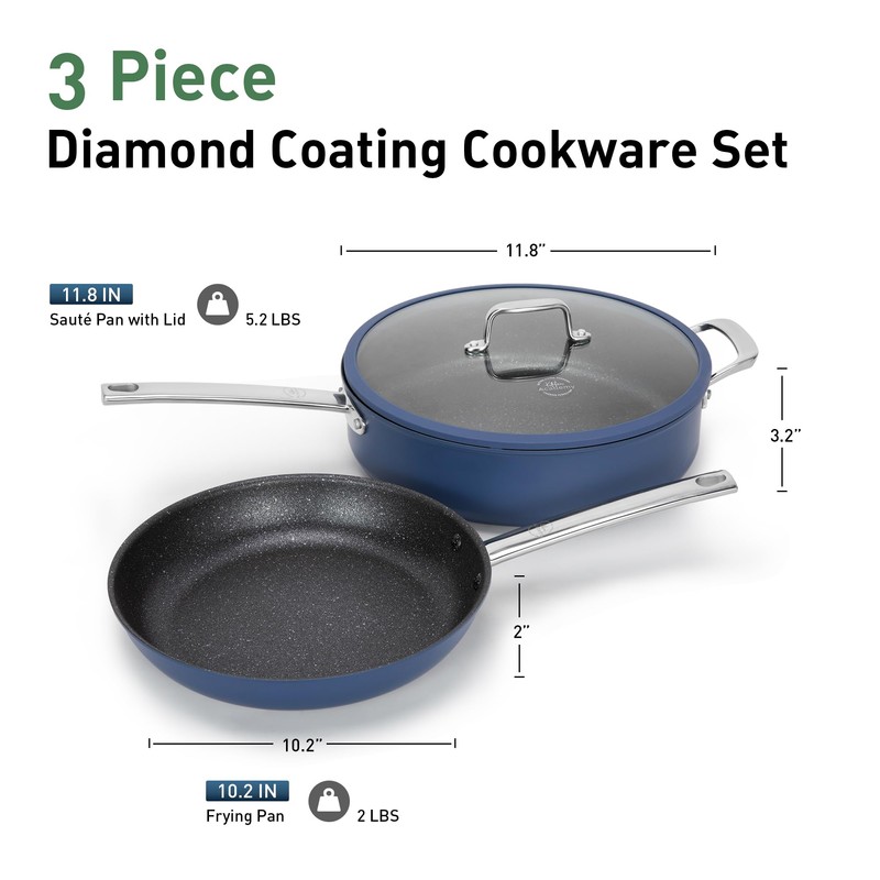 Kitchen Academy Induction Plasma Titanium Nonstick Wok Set 3 Piece,