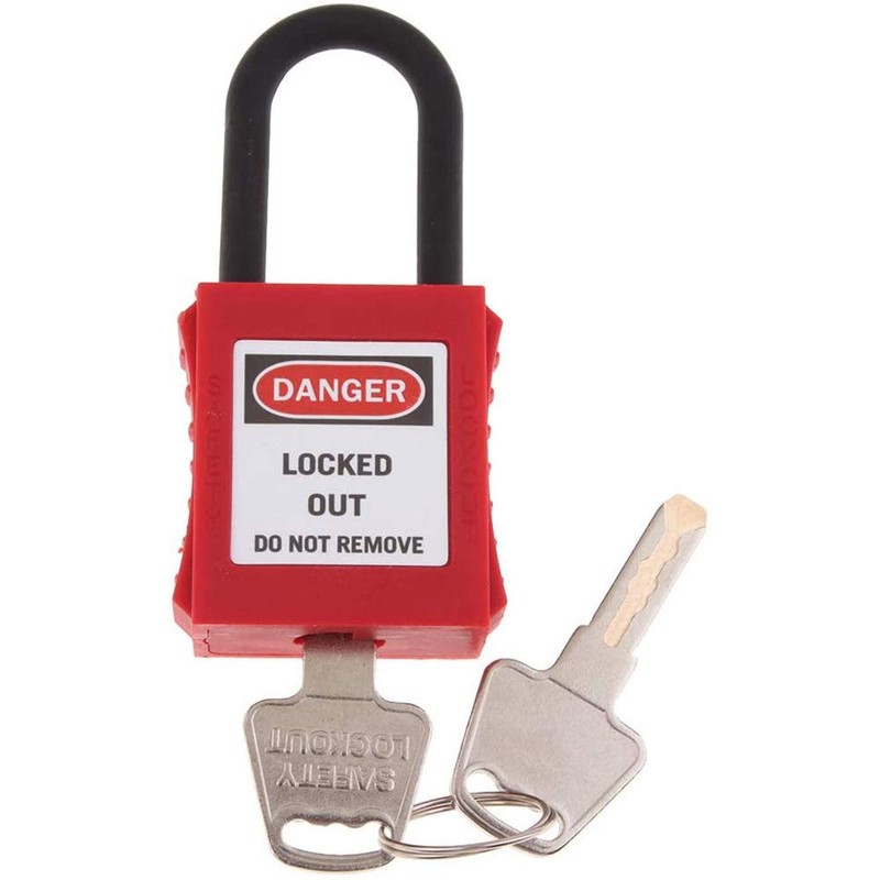 POFET 2pcs Safety Padlock Red, Engineering Plastic Insulated Padlock Security