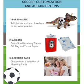 DolliBu Wild Collection Triceratops Dinosaur Stuffed Animal with Soccer Ball Plush - Huggable Dinosaur Playtime Plush Toy, Cute Wild Life Gift, Stuffed Doll Animal Toy for Kids, Adults - 17 Inches