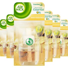 Air Wick Electrical Plug In Refills, White Vanilla Bean, 19ml Refill x 6 (Total 6 Refills)