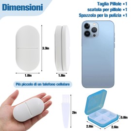 Scettar Pill Cutter, Pill Cutter with Pill Box and Cleaning Brush, Pill Cutter in 2 or 4, Precision Pills with Storage Compartment for Travel and Daily Use (White)