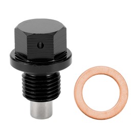 Motoforti Universal Oil Pan Screw Oil Drain Plug Sump Drain Nut Bolt, M12x1.75, Aluminium Alloy, Black, 1 Set