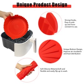 2 Pack Silicone Air Fryer Liner 6.5inch, Round Silicone Air Fryer Basket Reusable Air Fryer Silicone Pot Non-stick Heat Resistant for 2 to 5 Qt Air Fryer Oven Accessories