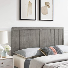 Modway MOD-6219-GRY Robbie King Wood Headboard, Gray